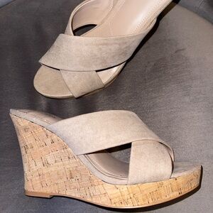 Charles by Charles David nude microsuede wedges, New out the box